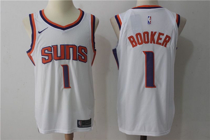 2017 Men Phoenix Suns #1 Booker Nike White NBA Jerseys